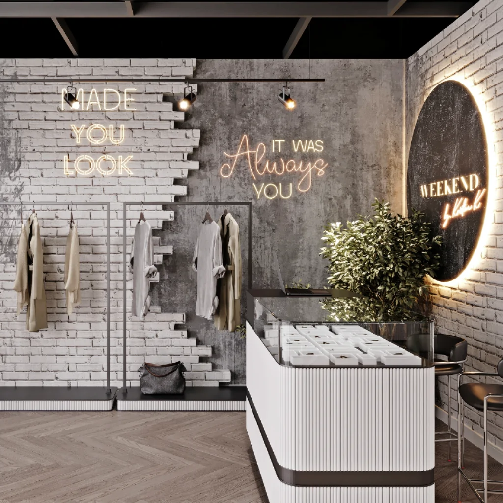 Дизайн-проект інтер'єру магазину одягу в стилі лофт