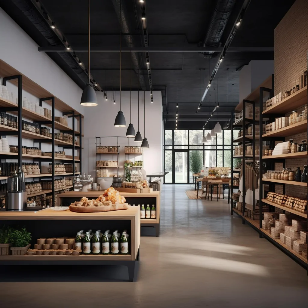 Дизайн магазину продуктів у стилі лофт