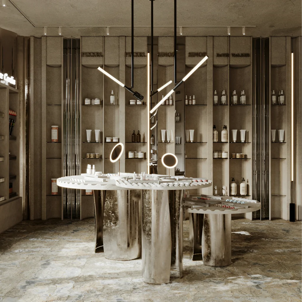 Освітлення магазину косметики у стилі мінімалізм