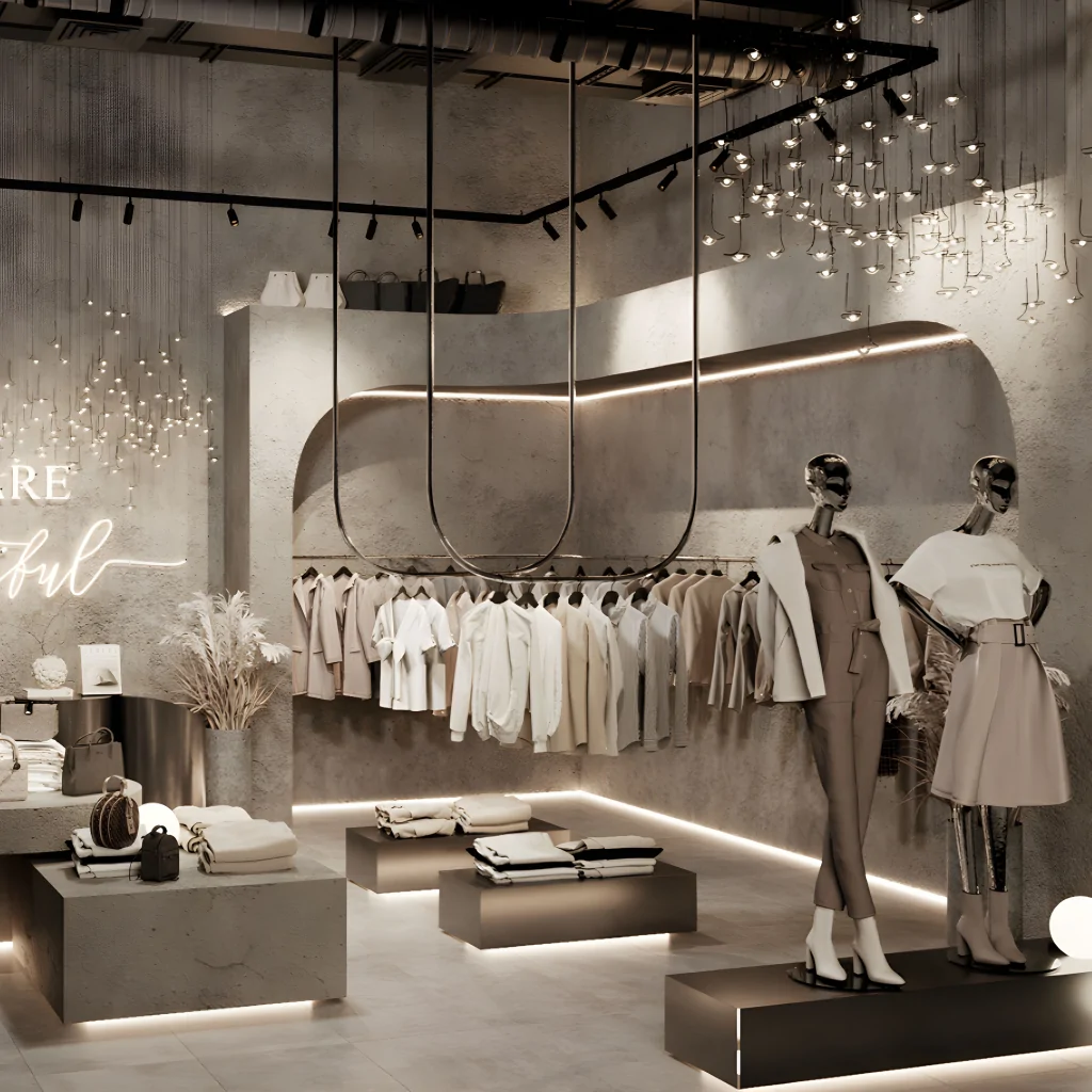 Дизайн магазину одягу в стилі мінімалізм