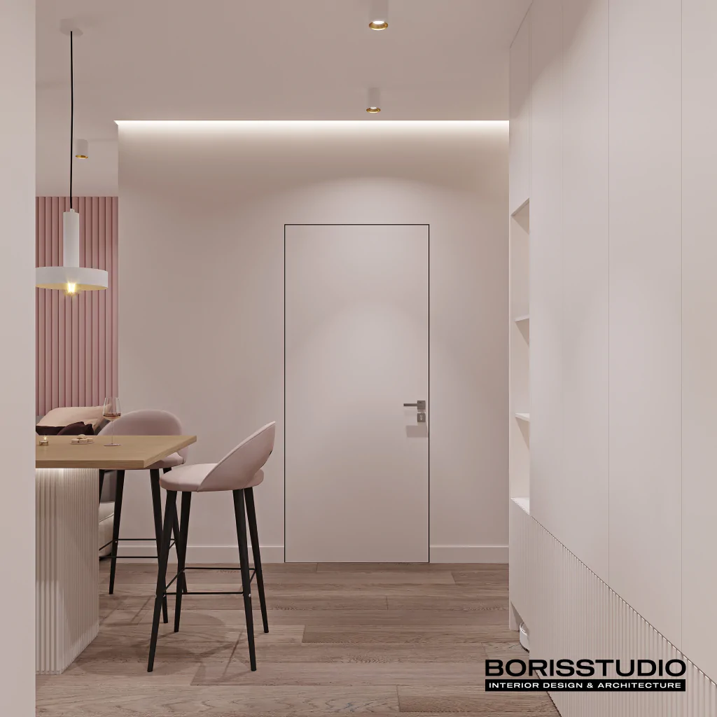 Інтер'єр кухні приватного будинку у стилі мінімалізм