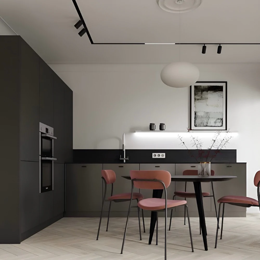 Стиль мінімалізм в інтер'єрі кухні без верхнього ярусу