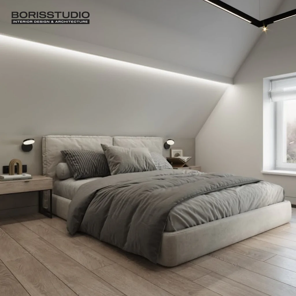 Освещение в дизайне интерьера спальни в стиле минимализм