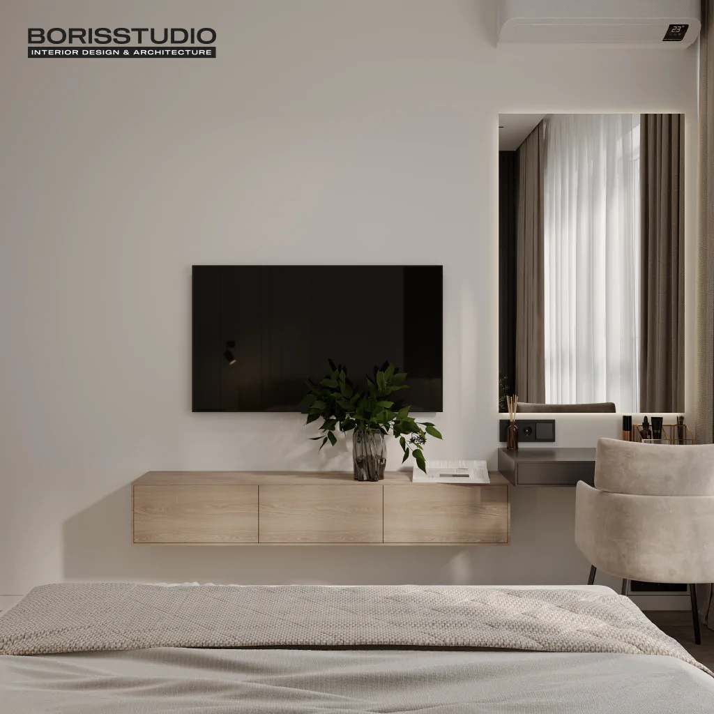 Спальня с мебелью в стиле минимализм