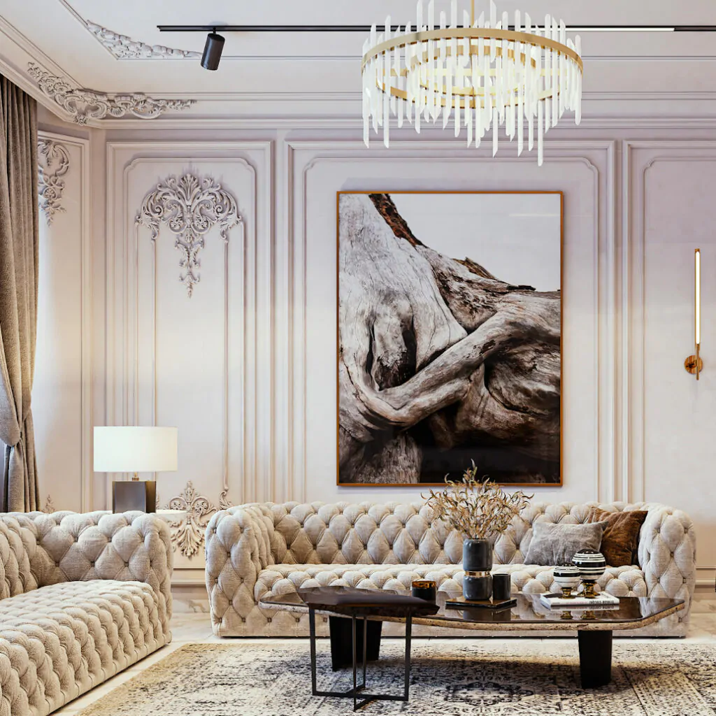 Дизайн-проект інтер'єру вітальні в стилі неокласика