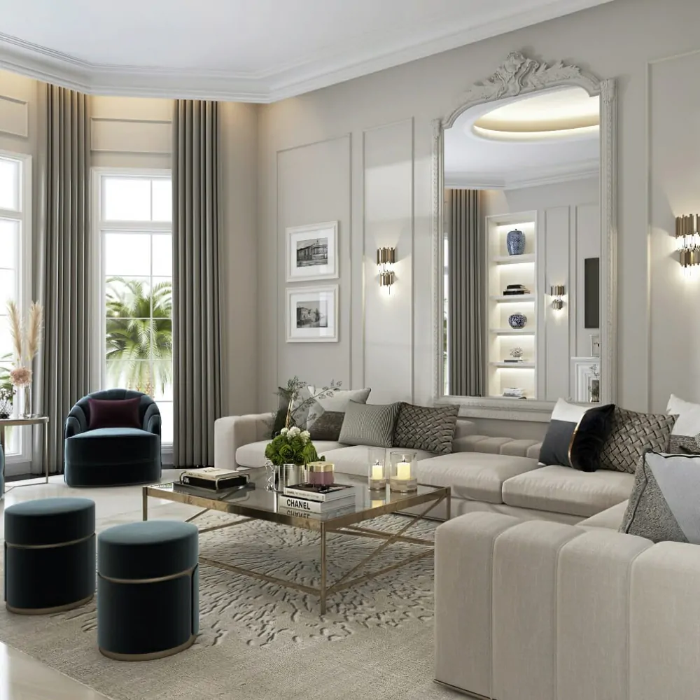 Дизайн-проект вітальні у стилі неокласика