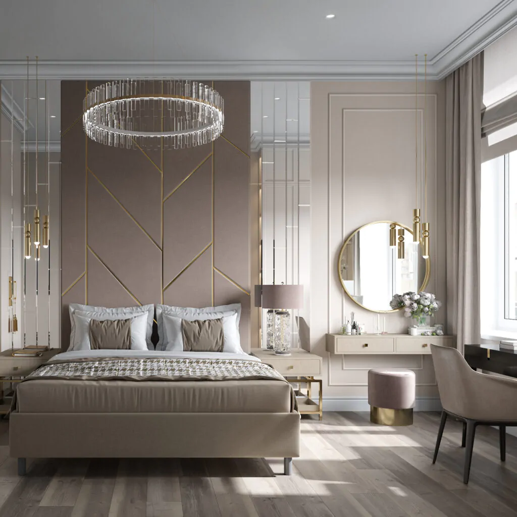 Дизайн-проект інтер'єру спальні в стилі неокласика