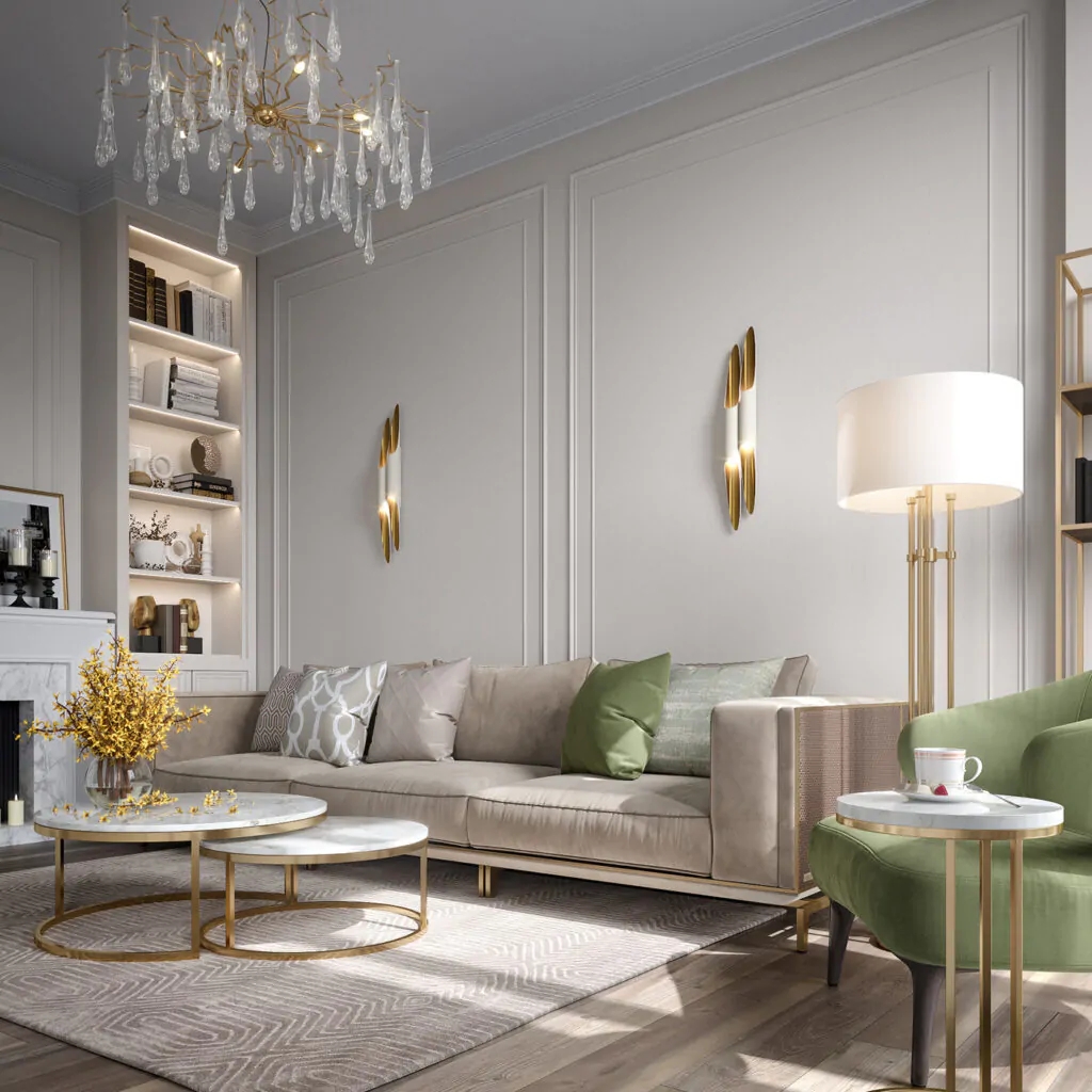 Дизайн вітальні у стилі неокласика