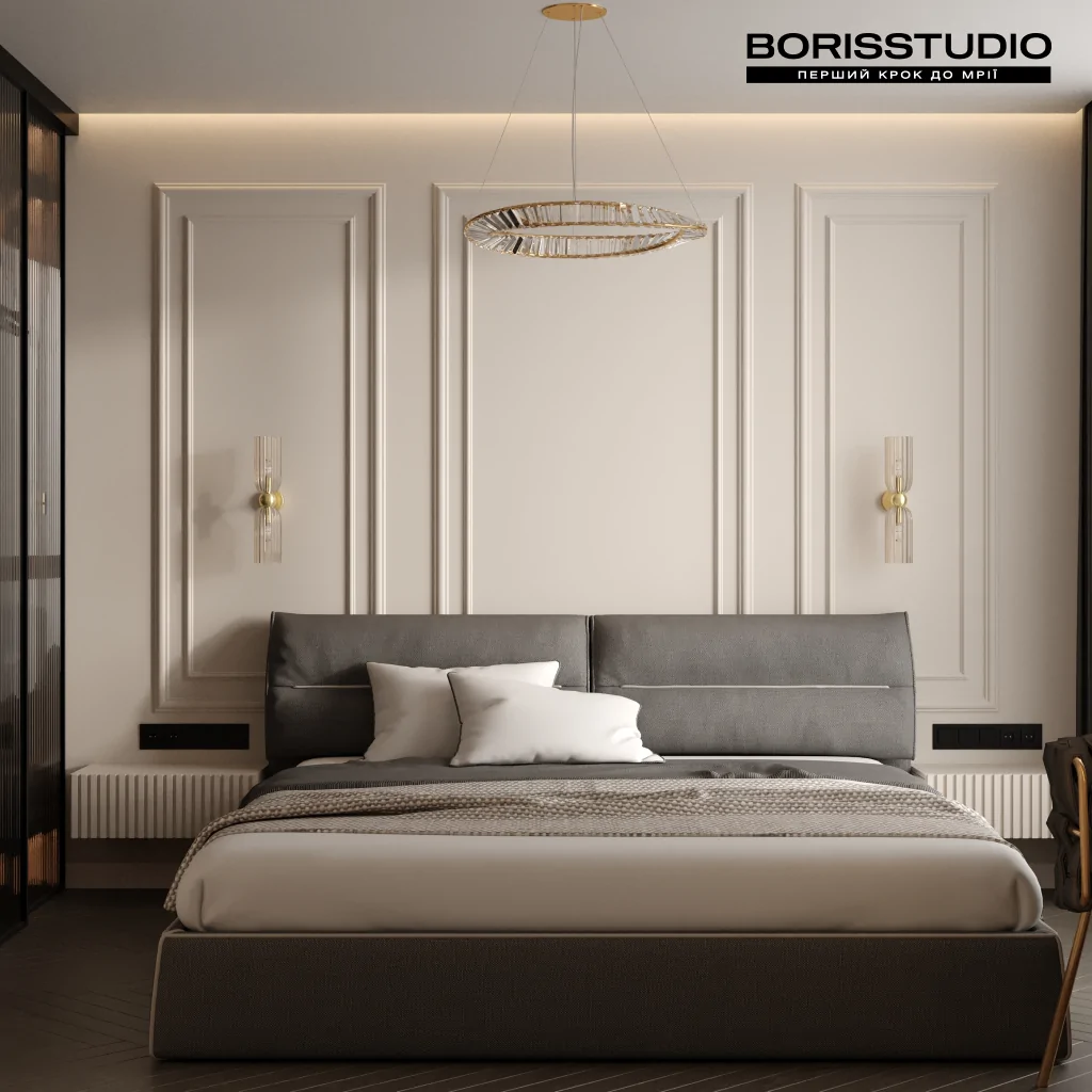 Дизайн-проект спальни в стиле неоклассика