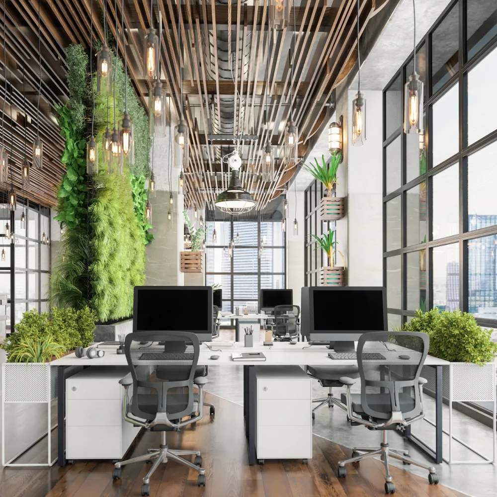 Дизайн офісу Open Space в екостилі