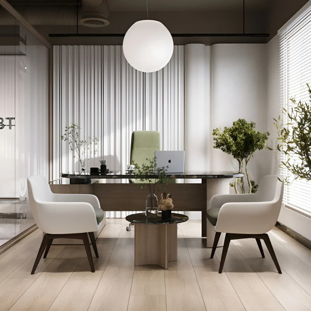 Меблі в інтер'єрі офісу в стилі мінімалізм