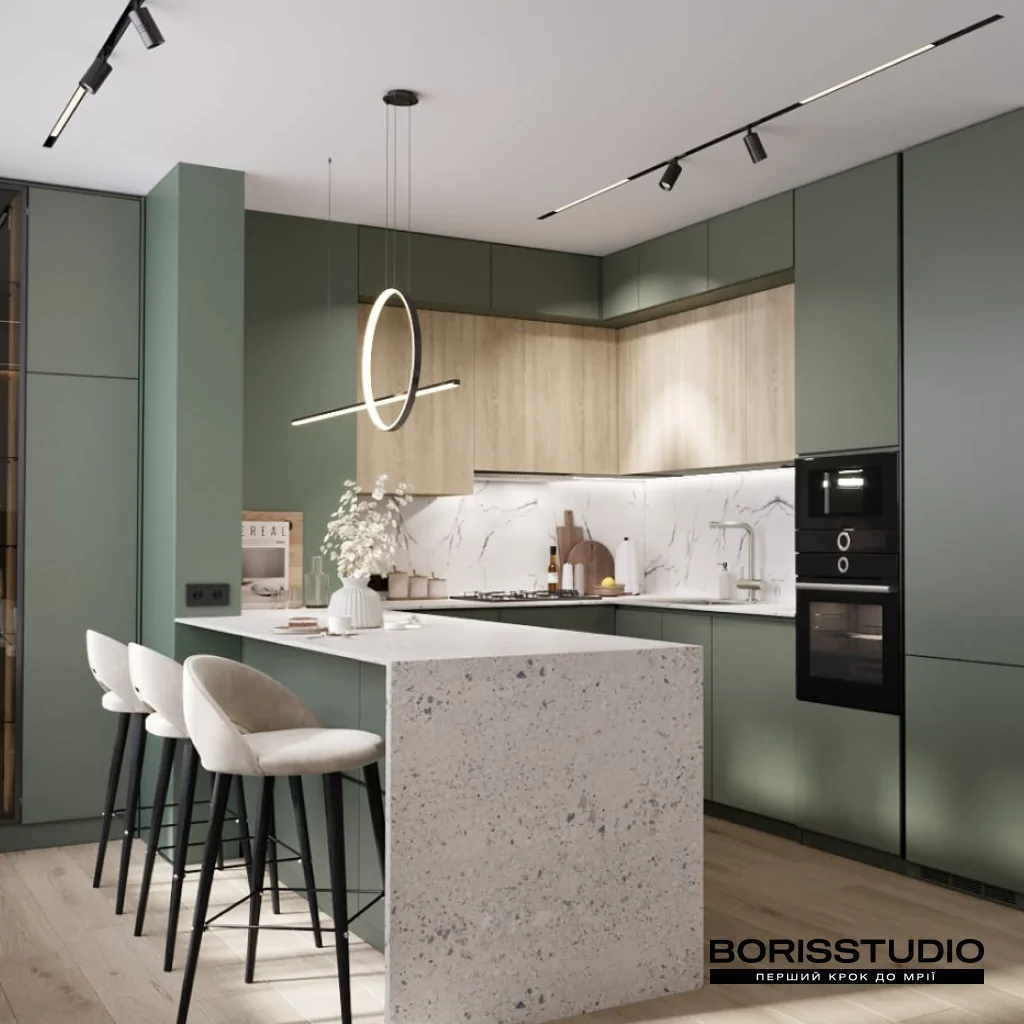 Дизайн освітлення для кухні у стилі мінімалізм