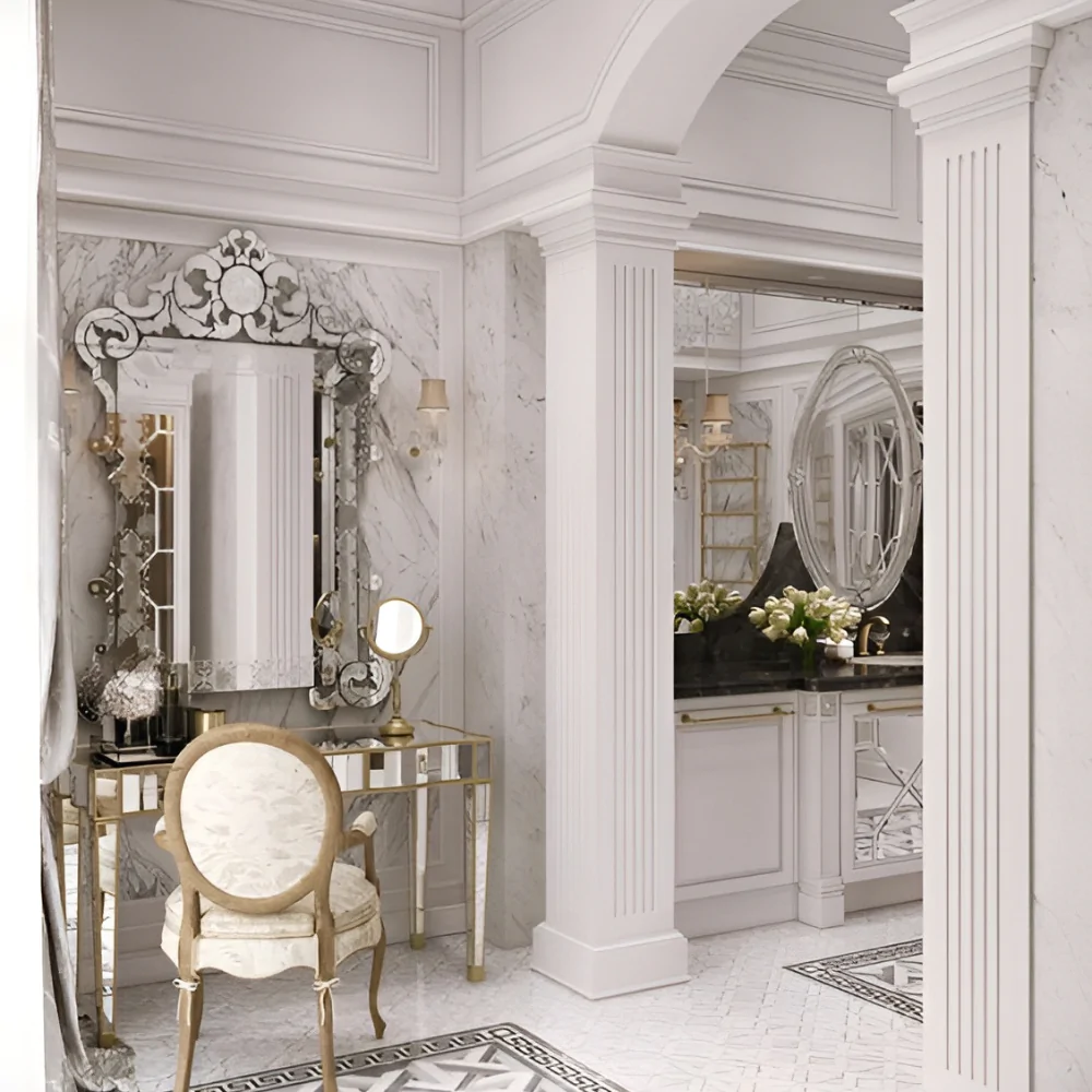 оздоблення стін та стелі салону краси в класичному стилі