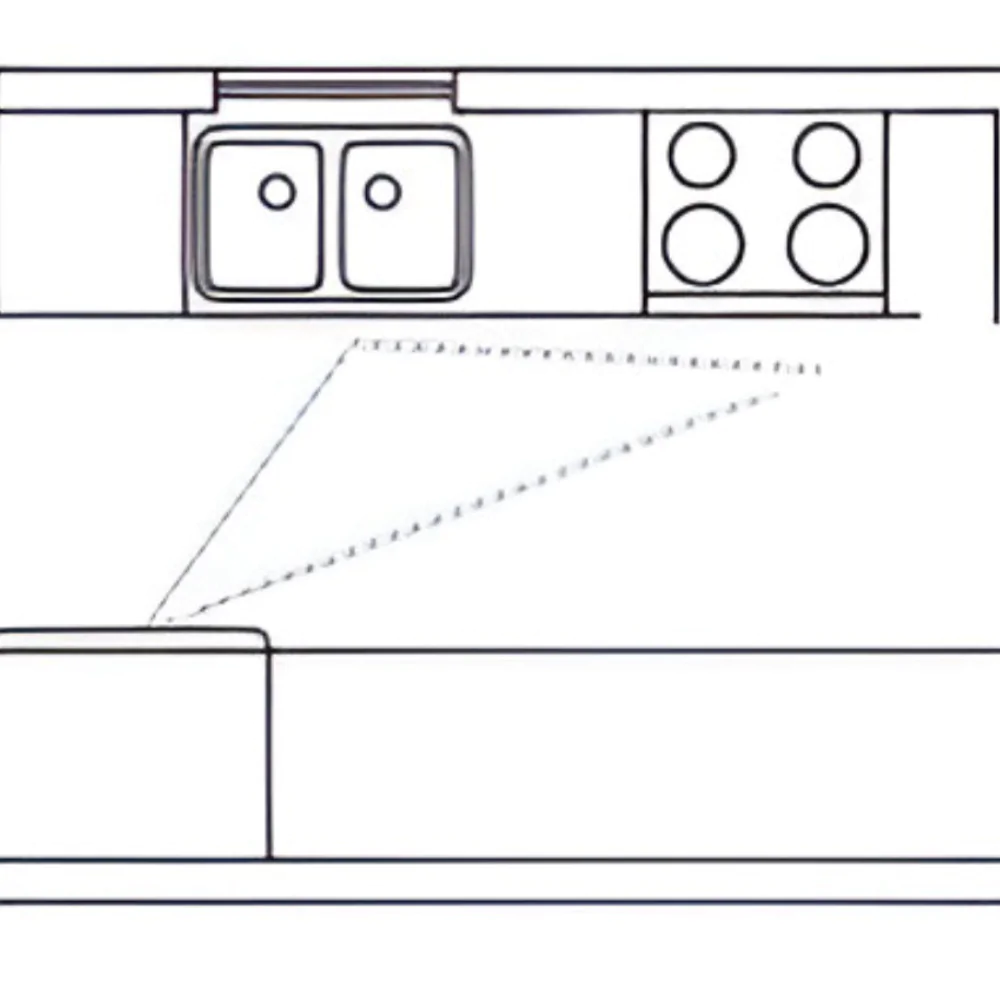 Паралельне планування кухні без верхніх шаф