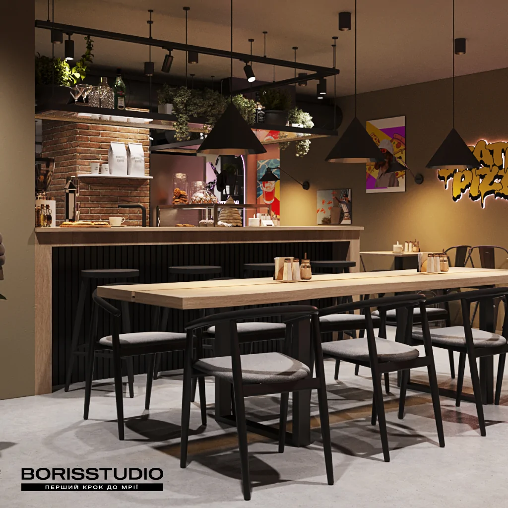 Інтер'єр піцерії в стилі лофт