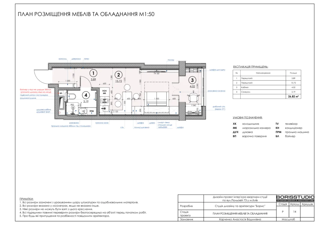 Планування квартири-студії