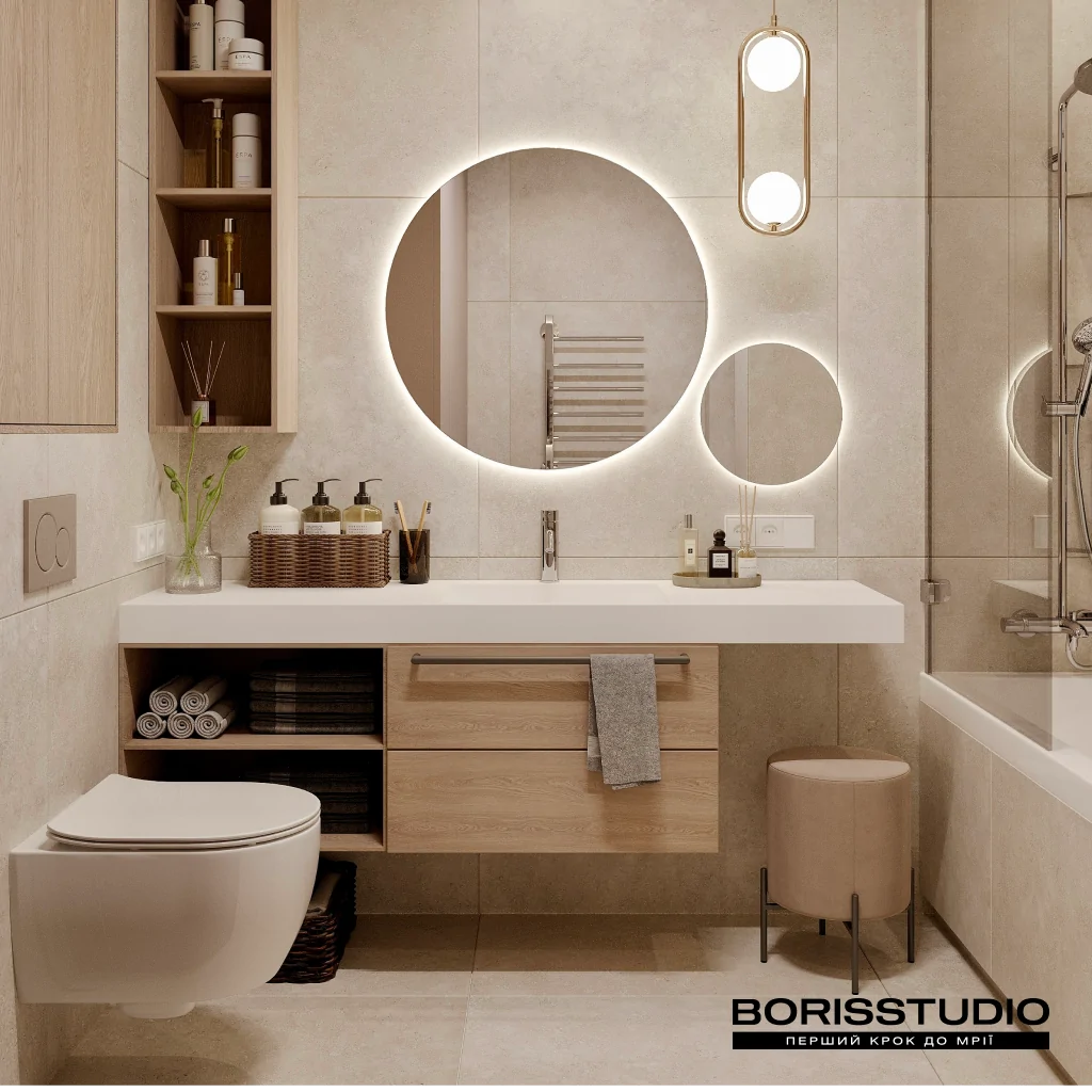 Світла плитка у дизайні ванної кімнати