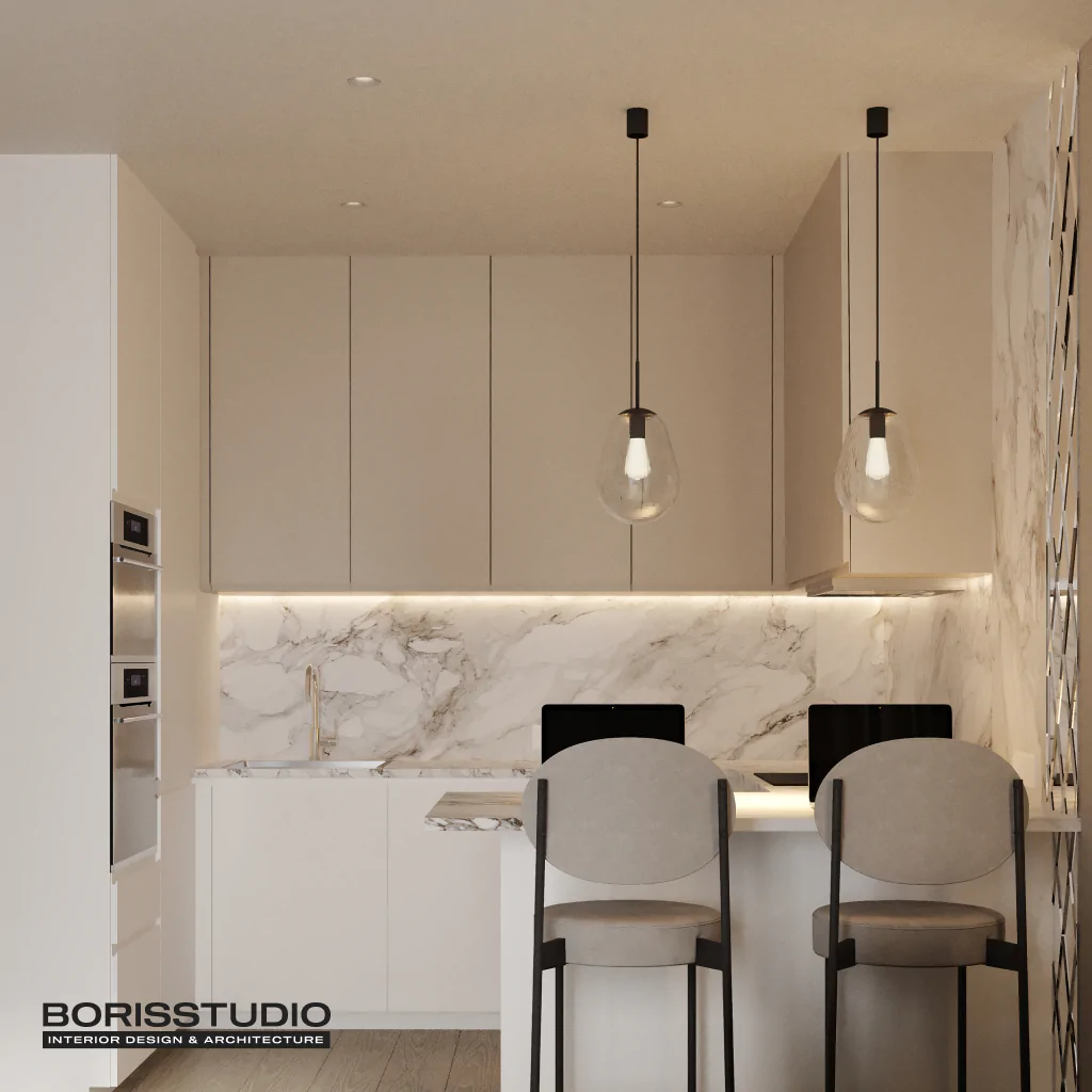 Дизайн натяжної стелі для кухні