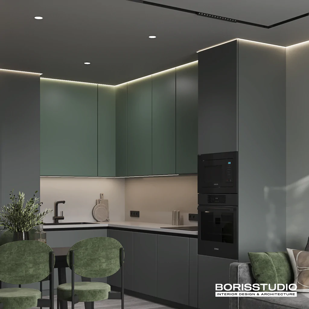 Дизайн кухні з натяжною стелею