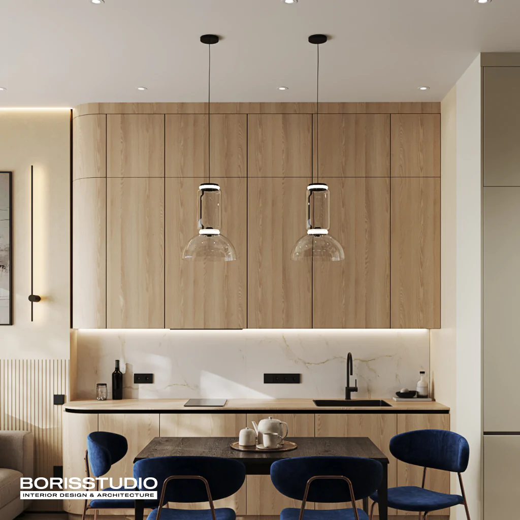 Дизайн-проєкт кухні з натяжною стелею