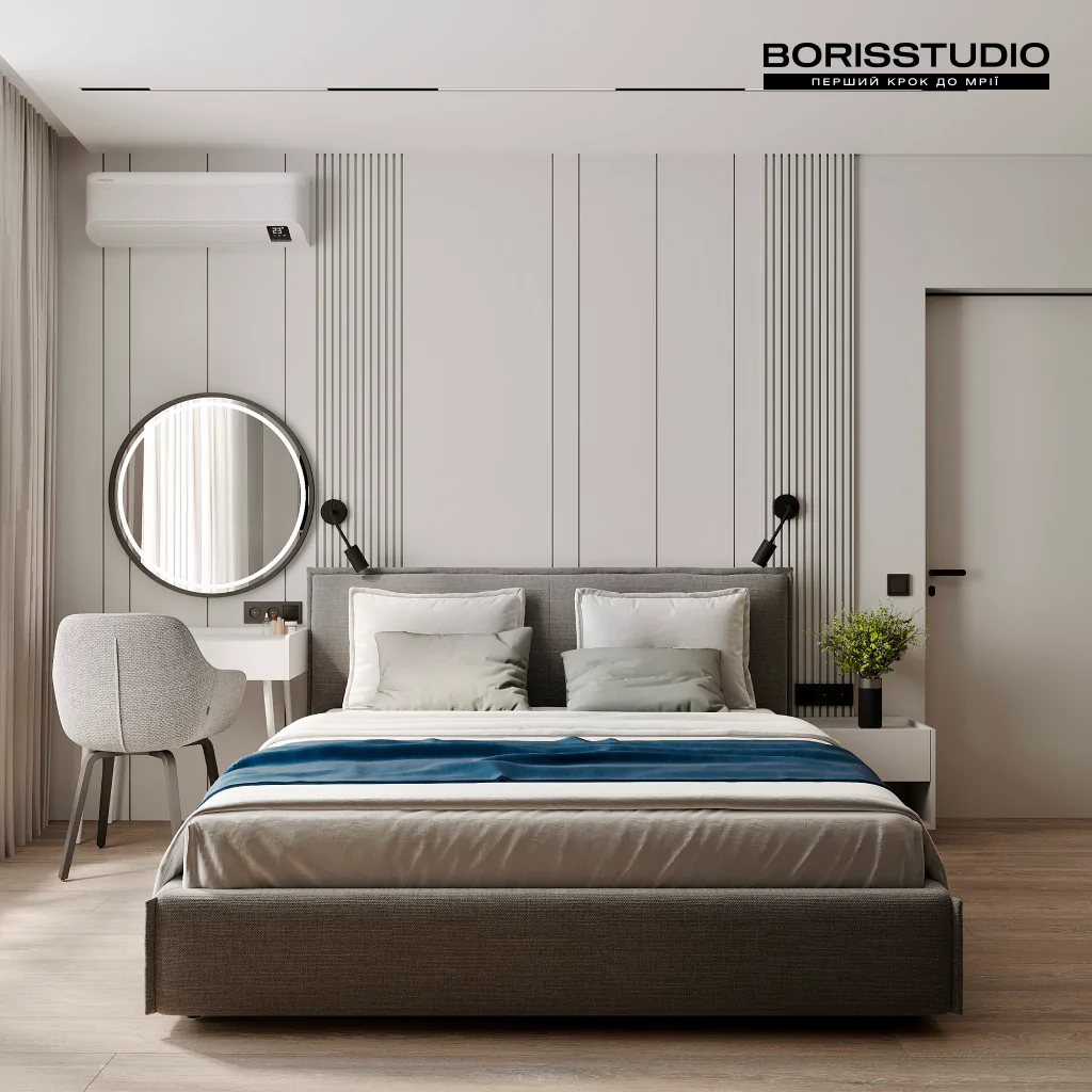 Рейки в інтер'єрі спальні