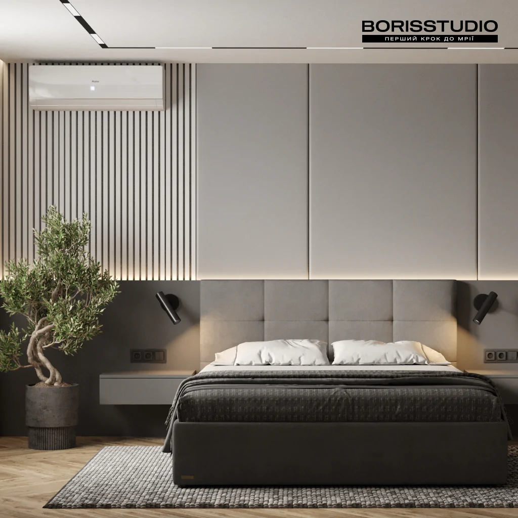 Рейки в дизайні інтер'єру спальні