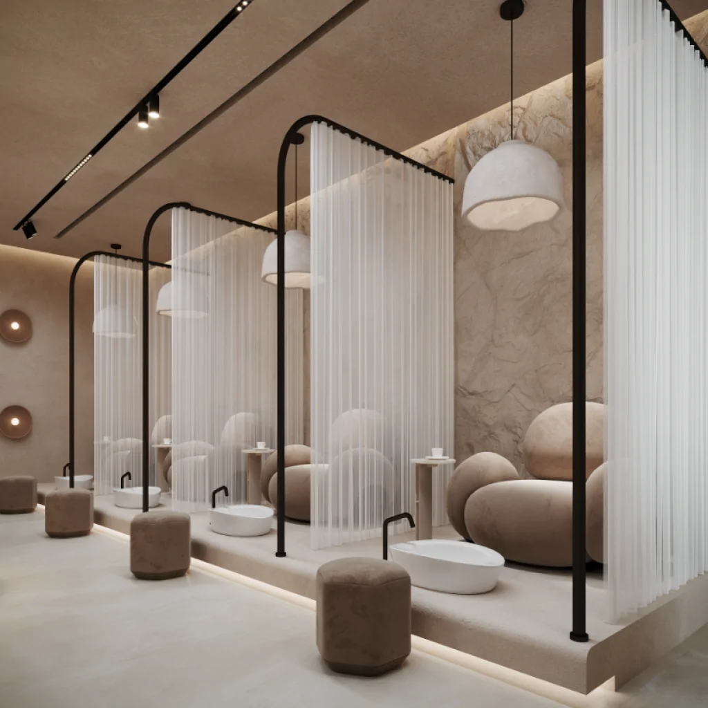 Меблі для інтер'єру салону краси у скандинавському стилі