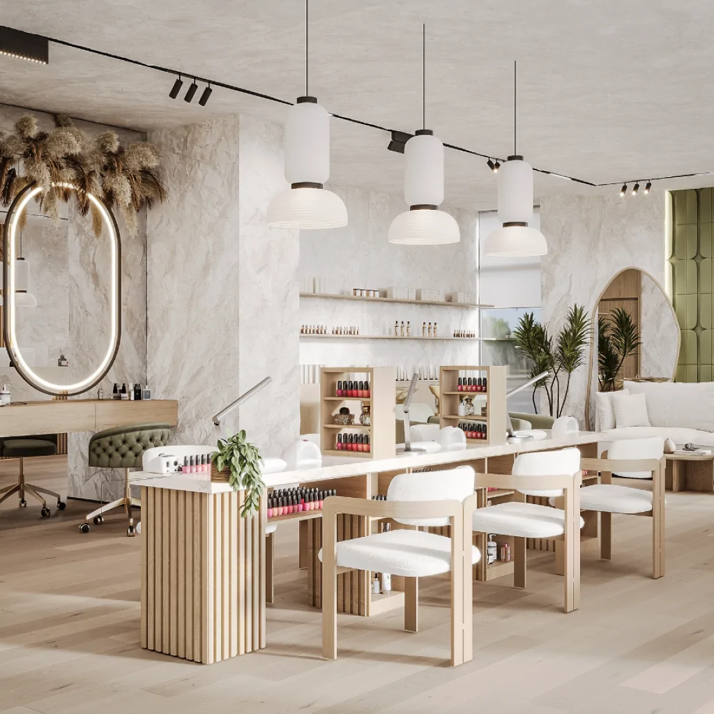 Інтер'єр салону краси у скандинавському стилі