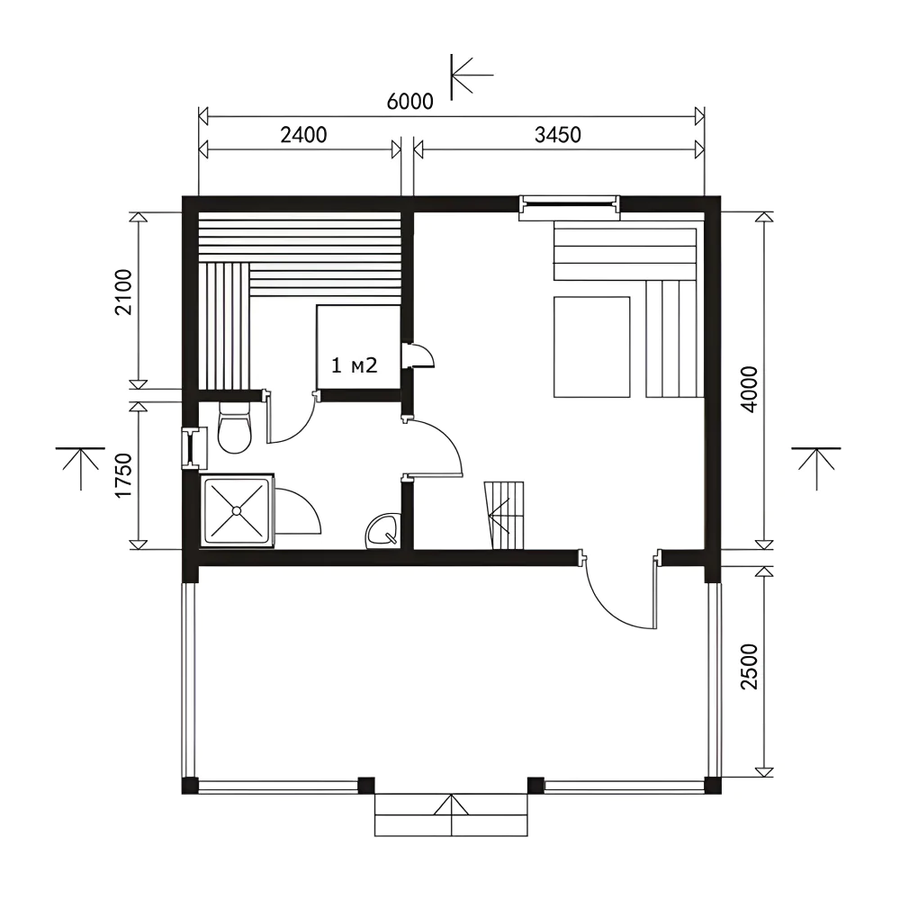 Планування сауни розміром 6x4