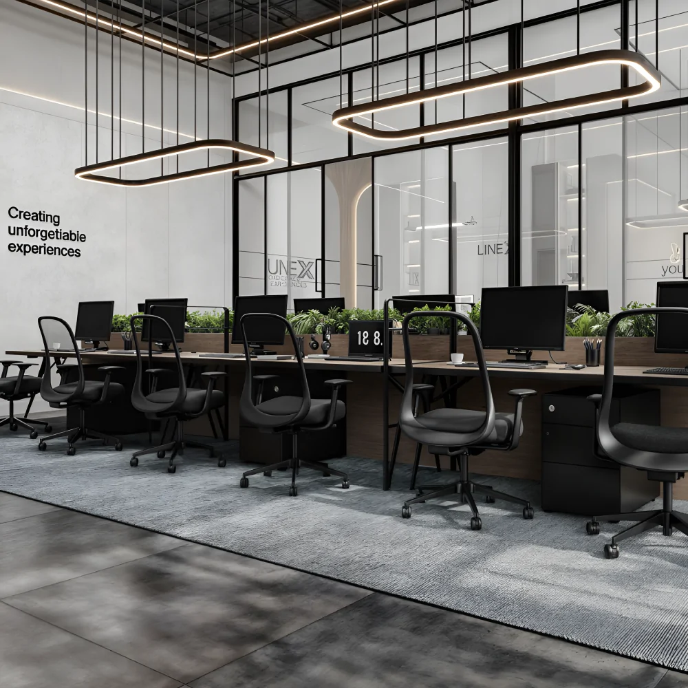 Освітлення для офісу у сірому кольорі