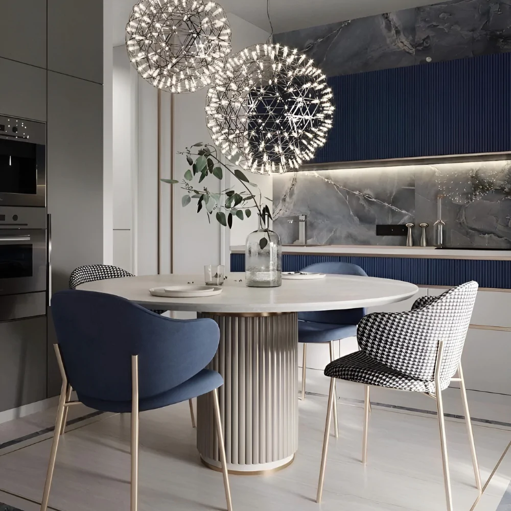 Стильний дизайн кухні у синє-білих кольорах