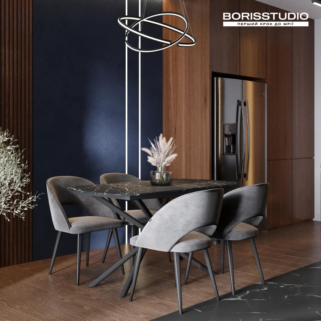 Синій колір в дизайні інтер'єру кухні