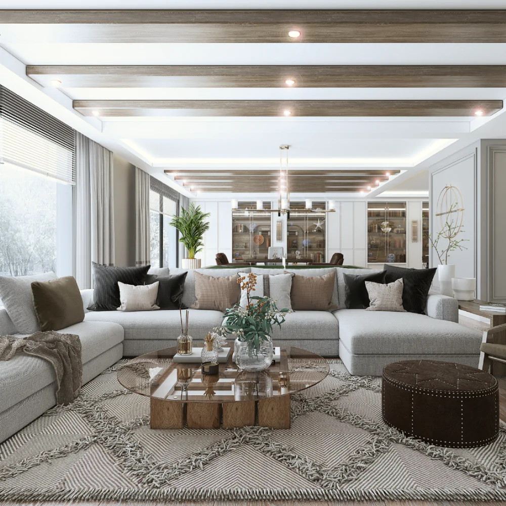 Дизайн гостиной на вилле в скандинавском стиле