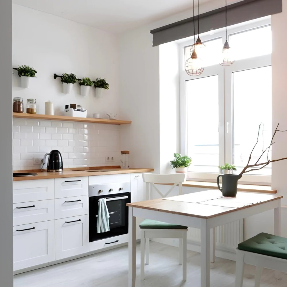 Дизайн-проєкт кухні без верхніх шаф у скандинавському стилі