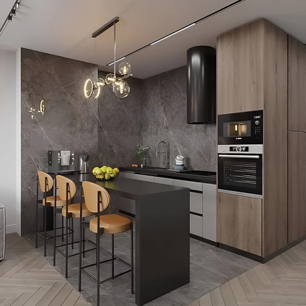 Інтер'єр кухні без верхніх шаф у сучасному стилі