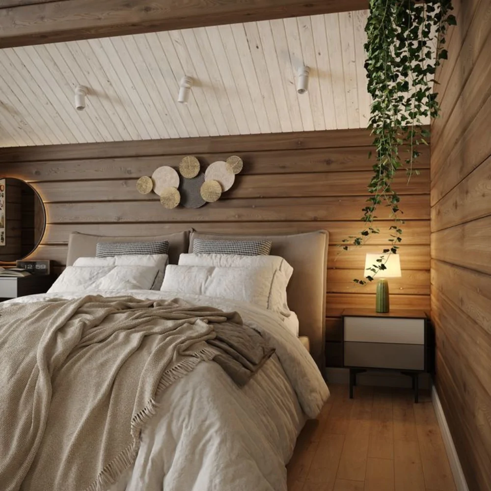 Дизайн спальні в дерев'яному котеджі