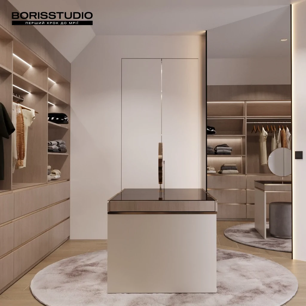 Дизайн-проект спальні з гардеробною в сучасному стилі