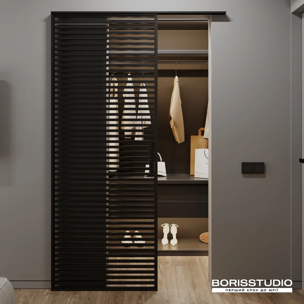 Дизайн спальні з гардеробною в стилі лофт