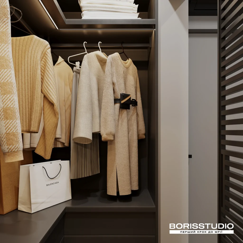 Дизайн-проект спальні з гардеробною в стилі лофт