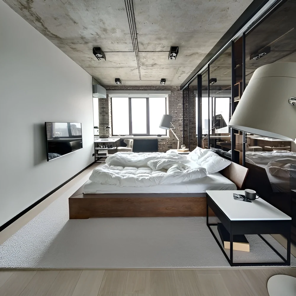 Дизайн інтер'єру спальні в індустріальному стилі