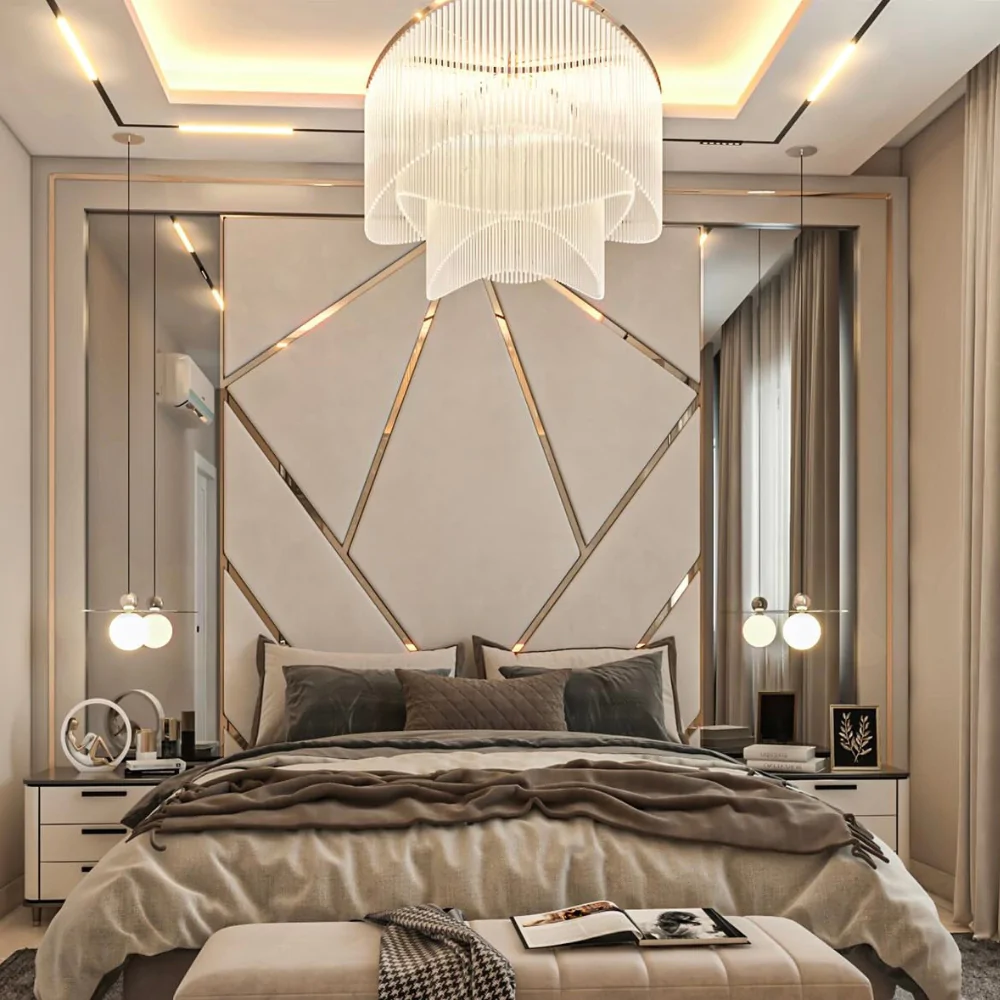 Стиль модерн в інтер'єрі спальні заміського будинку