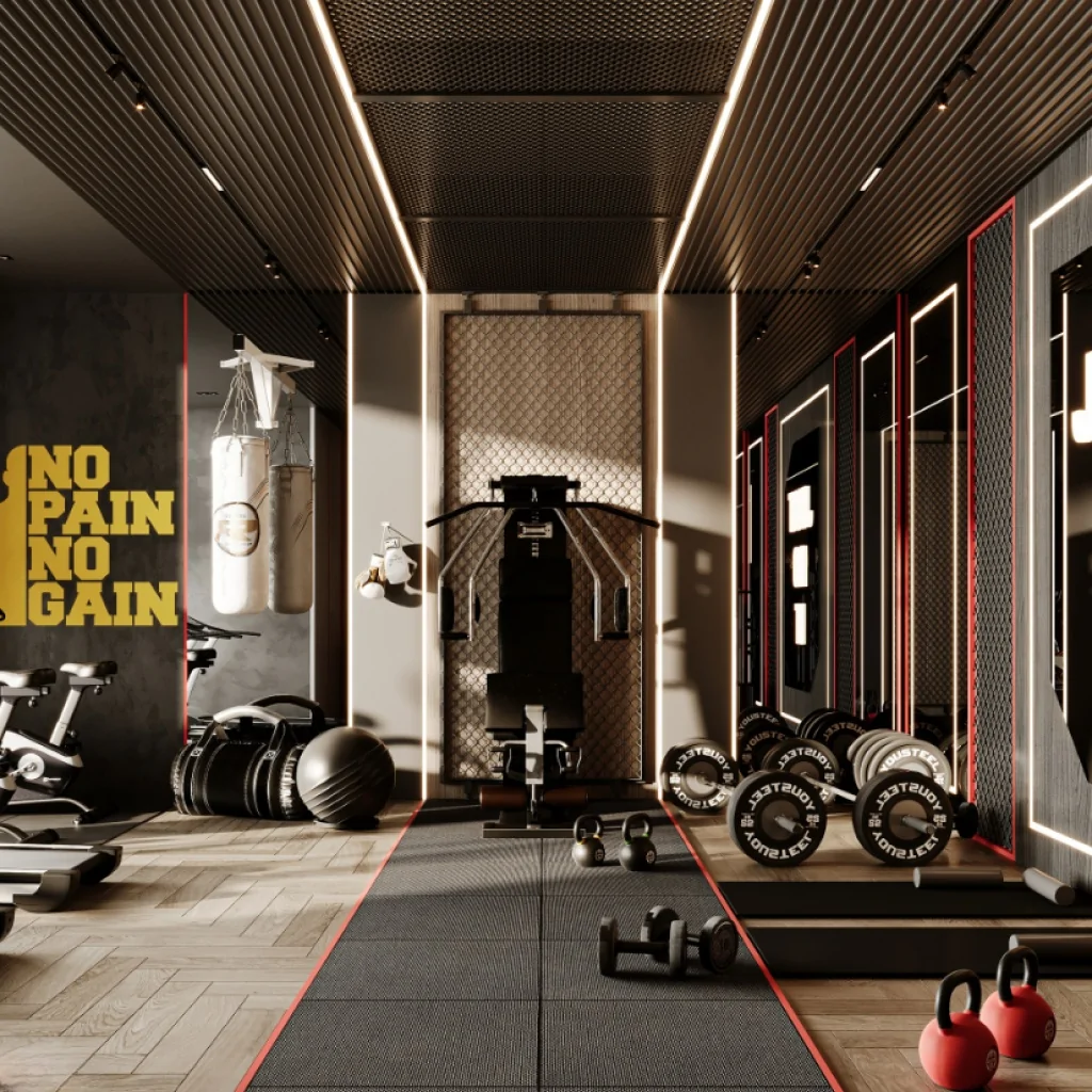 Освітлення в інтер'єрі спортзалу в стилі лофт