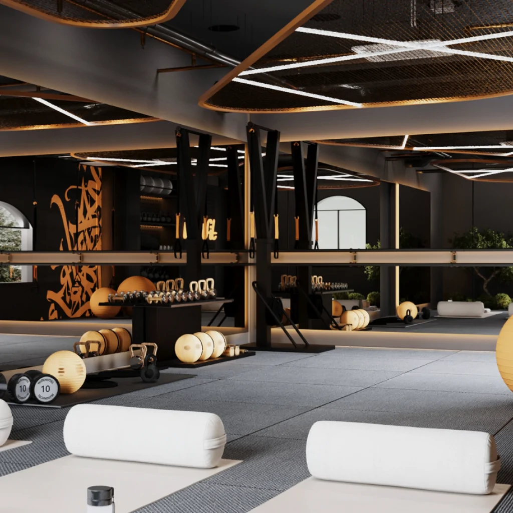 Освітлення в дизайні спортзалу у стилі лофт