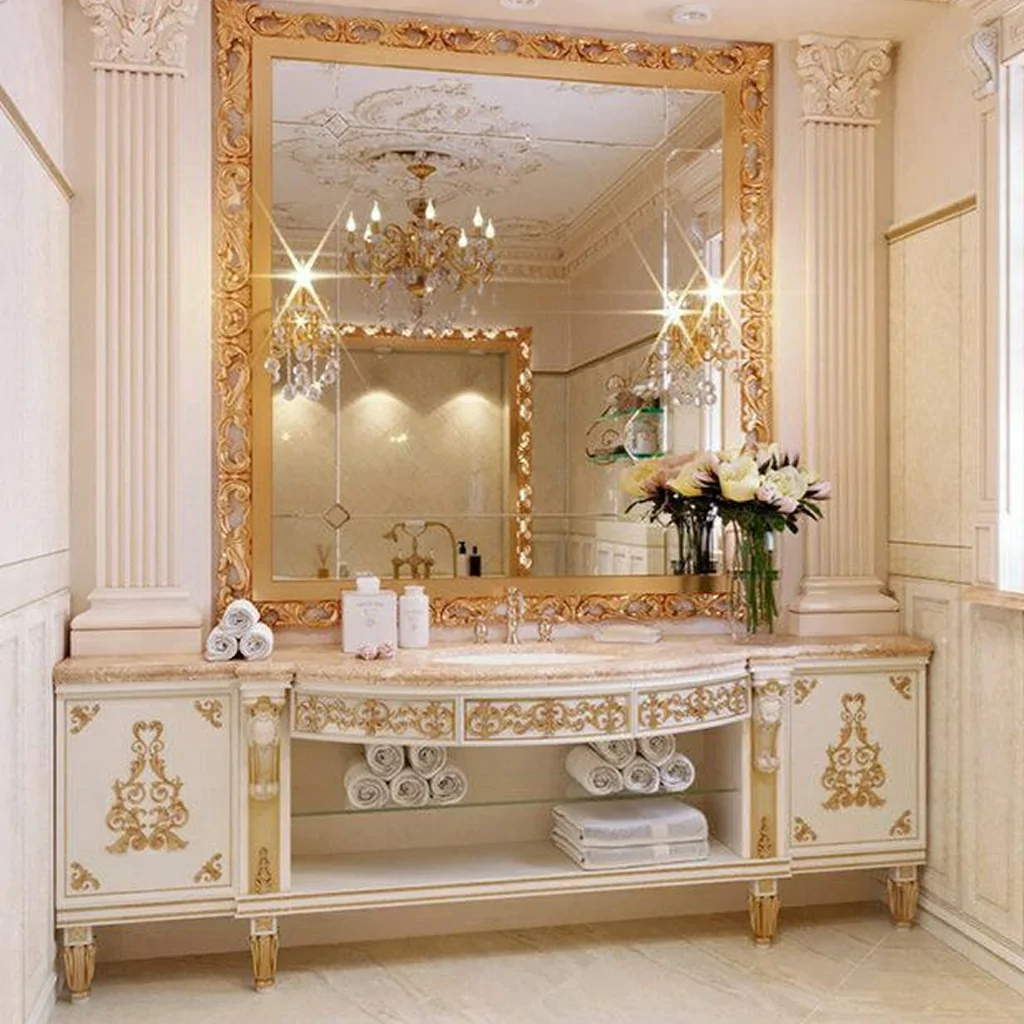 Дизайн інтер'єру ванної кімнати у стилі ампір