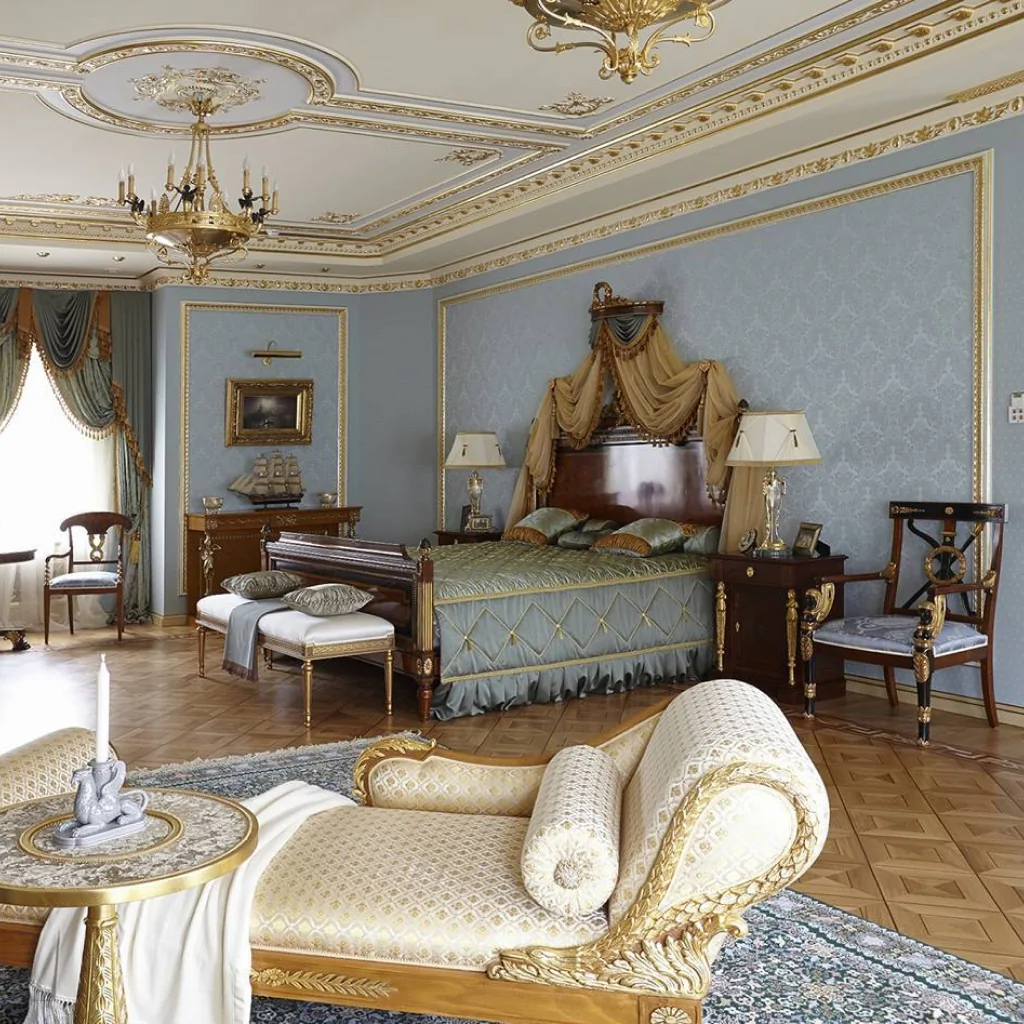 Дизайн інтер'єру спальні у стилі ампір