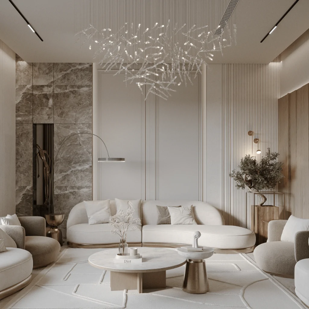 Дизайн-проект интерьера гостиной в стиле неоклассика