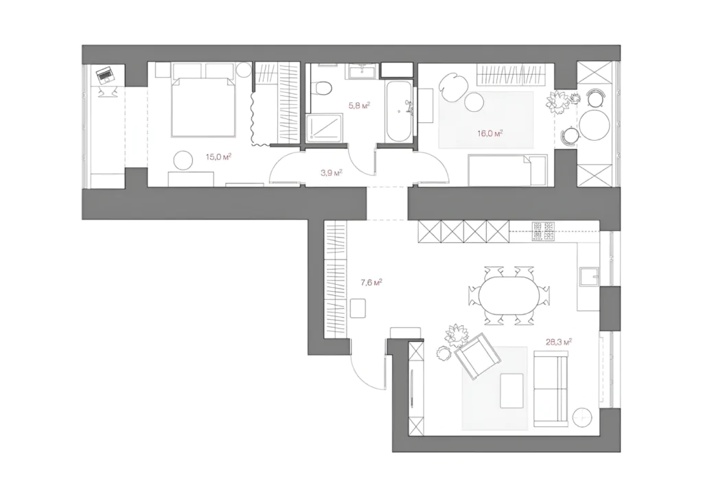 Кутове планування квартири