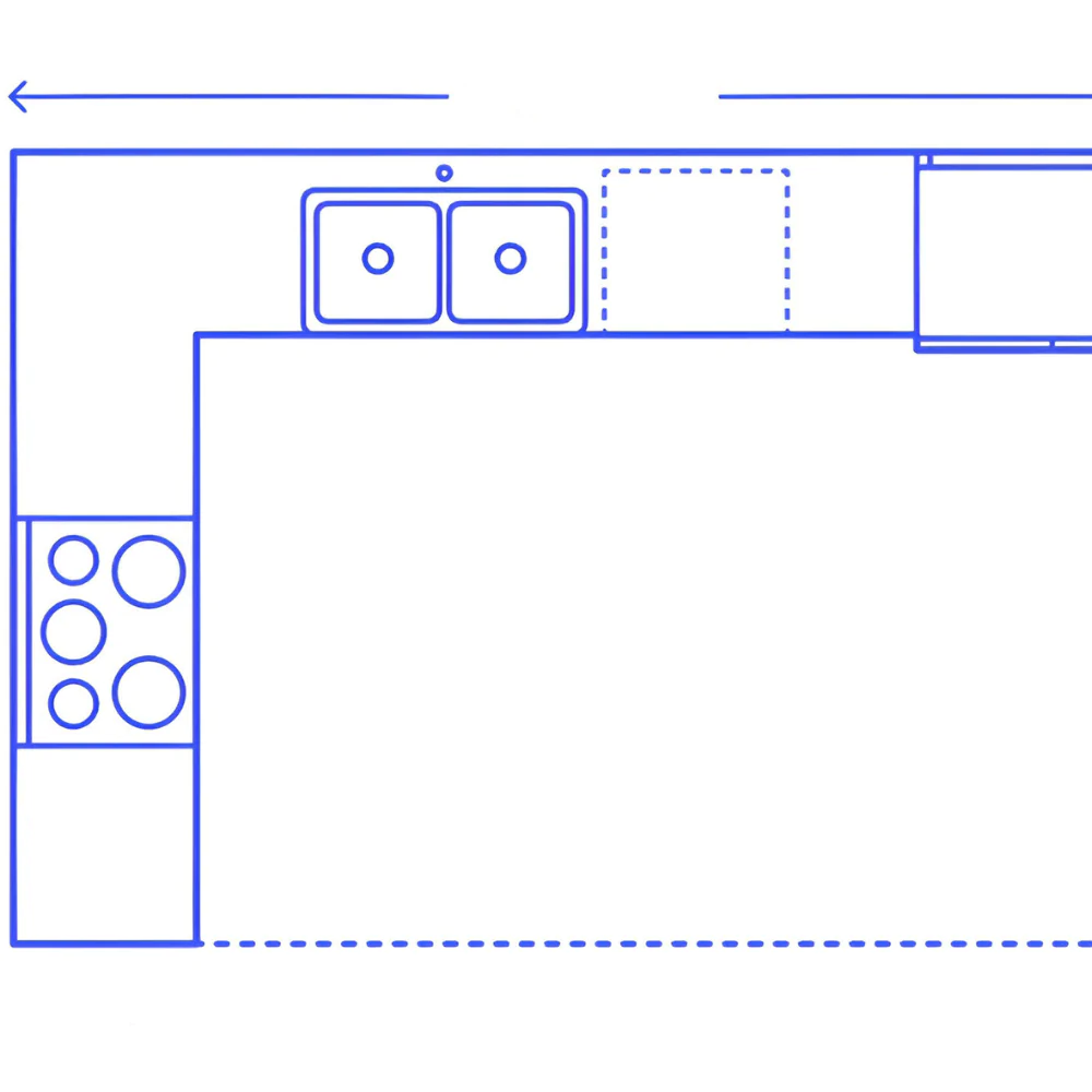 Креслення кутової кухні бех верхнього ярусу