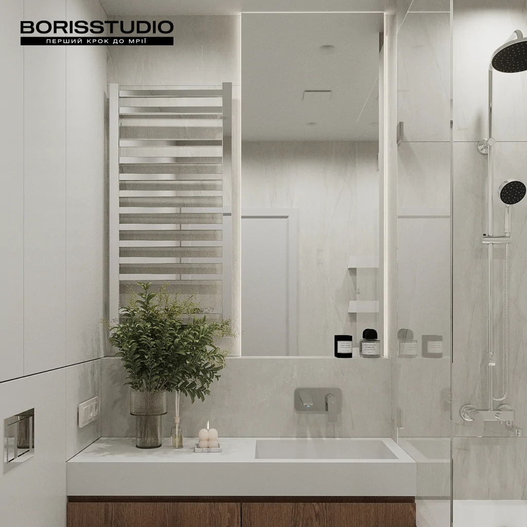 Дизайн інтер'єру ванної кімнати у стилі мінімалізм