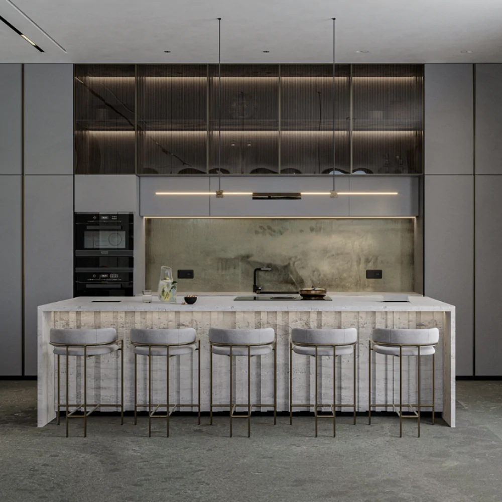 Дизайн кухни для виллы в стиле минимализм